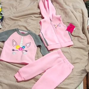 3 Piece Girls Unicorn Jogger Set